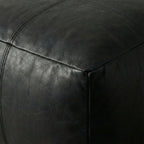 Moroccan Leather Pouf Black - Authentic Handcrafted Morocco