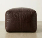 Moroccan Leather Pouf Brown - Authentic Handcrafted Morocco