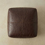 Moroccan Leather Pouf Brown - Authentic Handcrafted Morocco