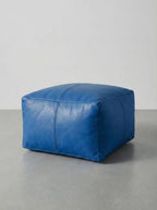 Moroccan Leather Pouf Tan - Authentic Handcrafted Morocco