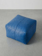 Moroccan Leather Pouf Tan - Authentic Handcrafted Morocco