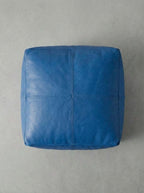 Moroccan Leather Pouf Tan - Authentic Handcrafted Morocco