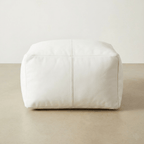 Moroccan Leather Pouf White - Authentic Handcrafted Morocco