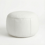 Moroccan Leather Pouf White - Authentic Handcrafted Morocco
