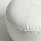 Moroccan Leather Pouf White - Authentic Handcrafted Morocco
