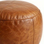 Moroccan Leather Pouf Brown - Authentic Handcrafted Morocco
