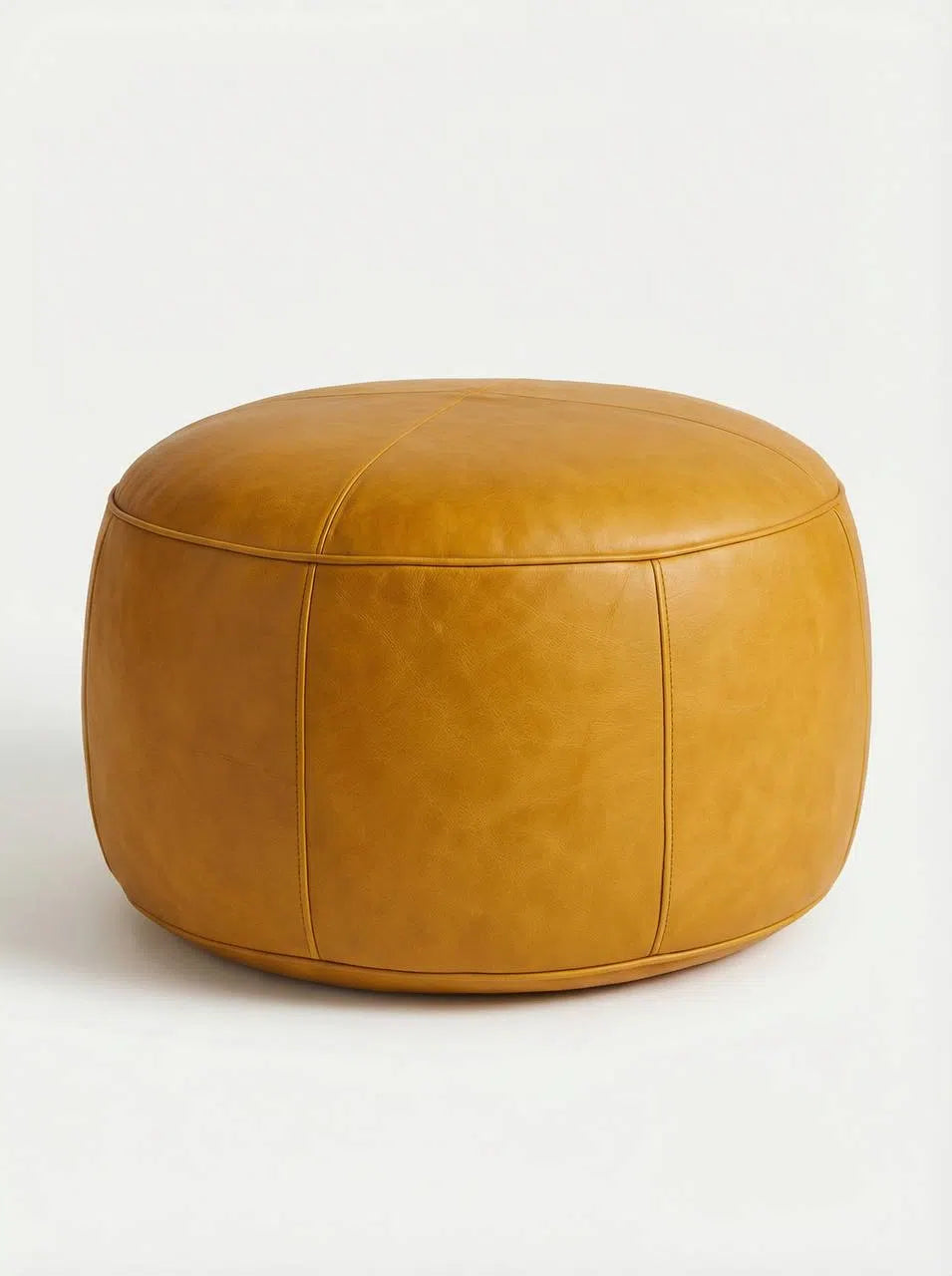 Moroccan Leather Pouf Brown - Authentic Handcrafted Morocco