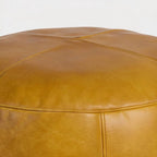 Moroccan Leather Pouf Brown - Authentic Handcrafted Morocco