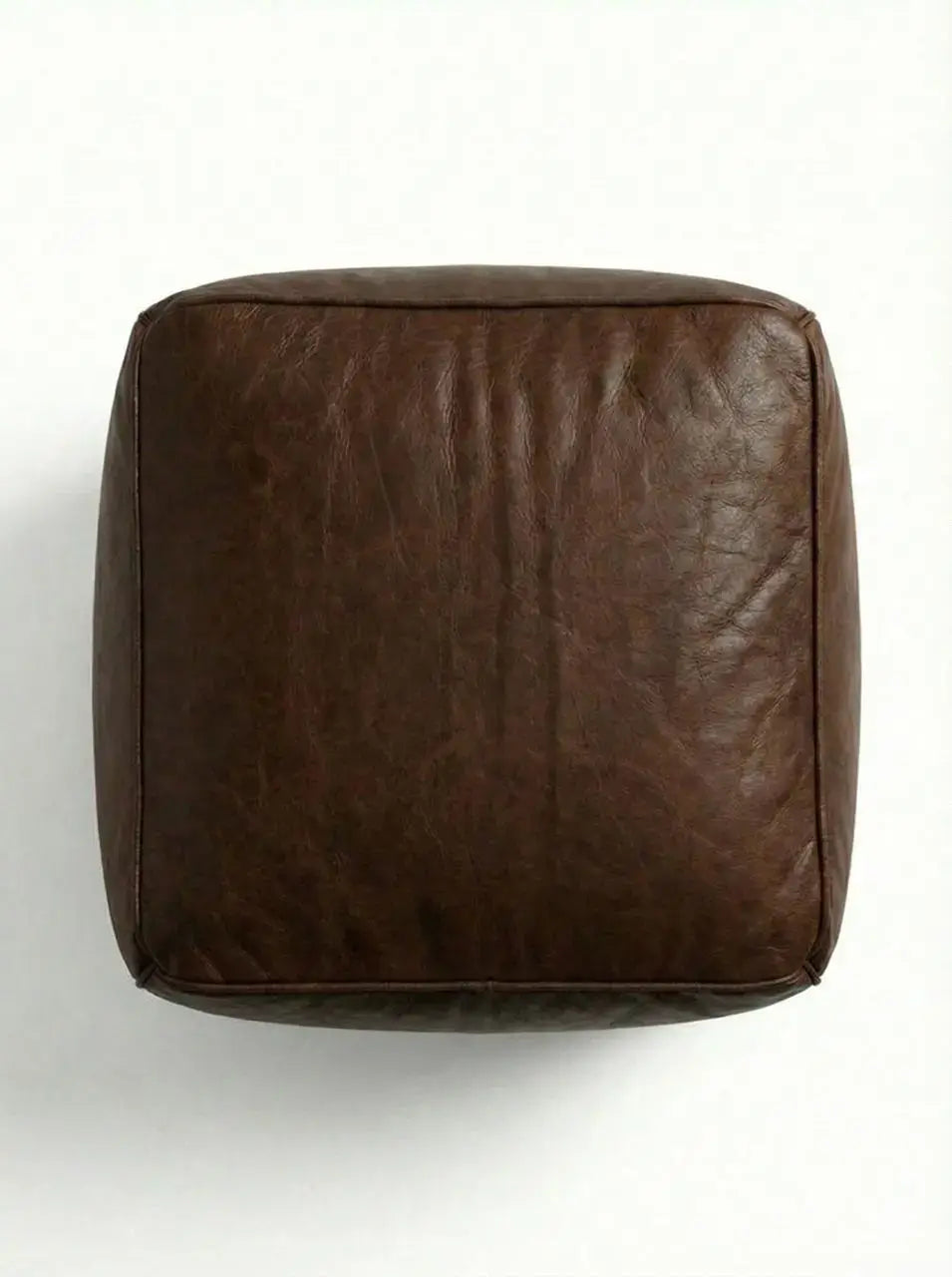 Moroccan Leather Pouf Brown - Authentic Handcrafted Morocco