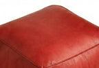 Moroccan Leather Pouf Red - Authentic Handcrafted Morocco